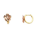 14K Two Tone Gold Flower Huggies