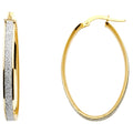 14K Yellow Gold Spark Oval Hoops
