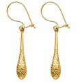 14K Yellow Gold Diamond-Cut Hollow Tear Drop Hang Earring