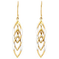 14K Two Tone Gold Mul Hang Hollow Design Tube Earring