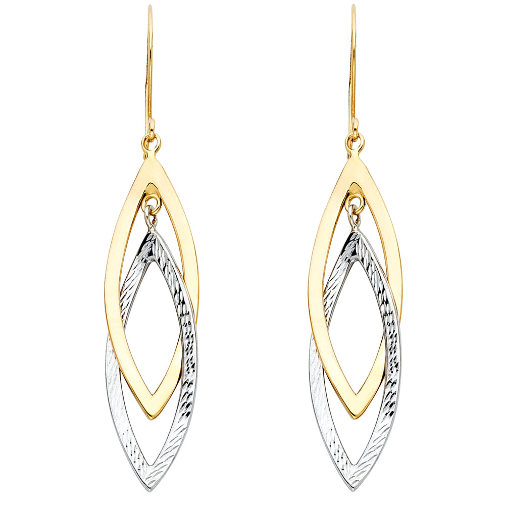 14K Two Tone Gold Hollow Design Tube Earring