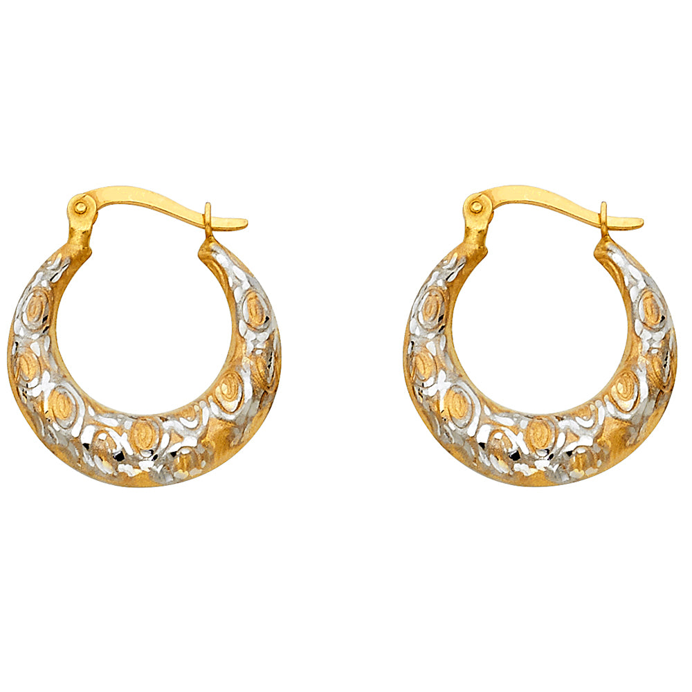 14K Two Tone Gold Fancy Shrimp Earring