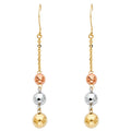 14K Yellow White Rose Gold 3 Disco Ball Hang Earring