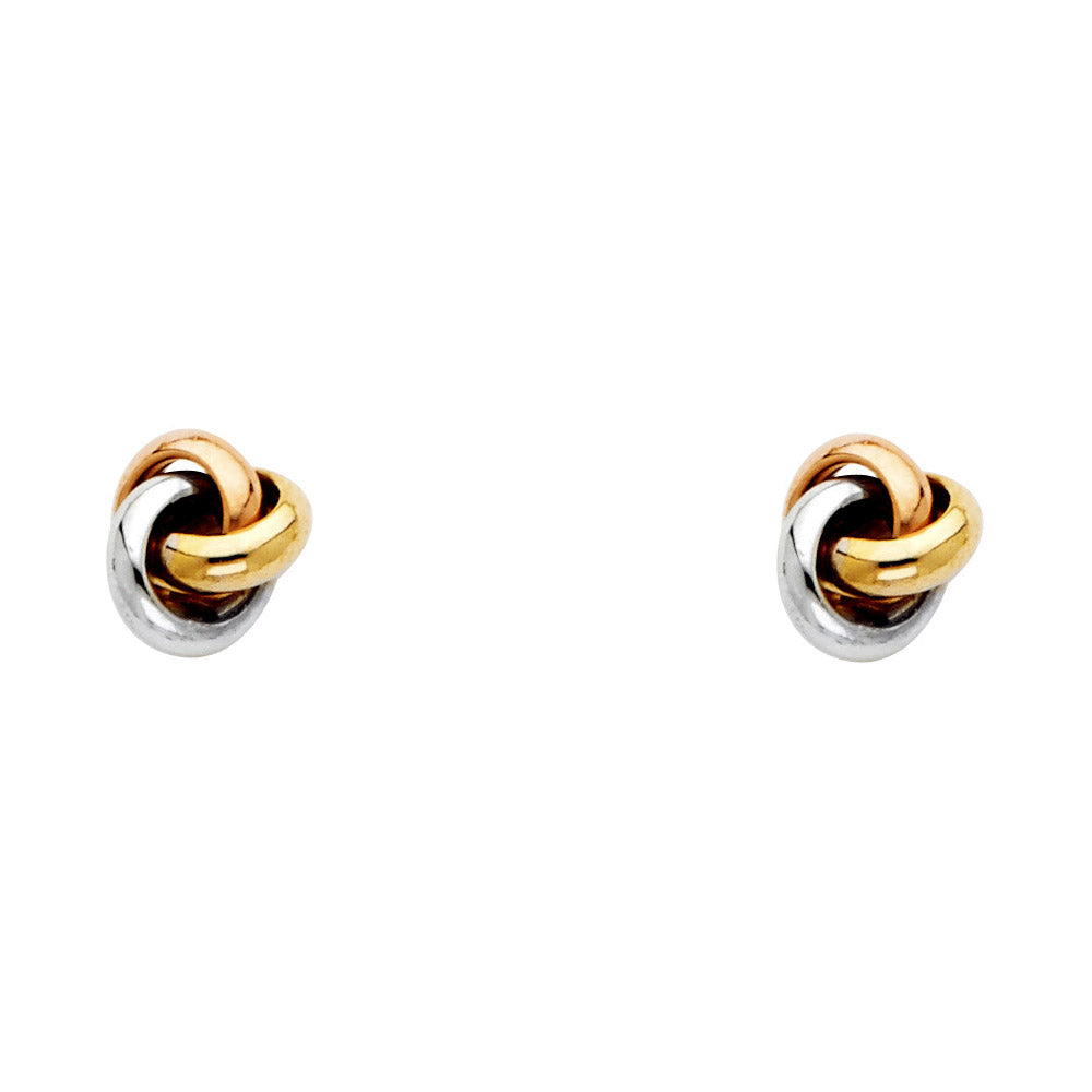 14K Yellow White Rose Gold Love Knot Earring