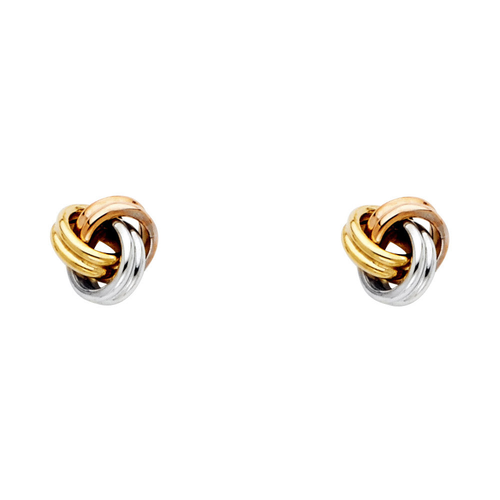14K Yellow White Rose Gold Love Knot Earring