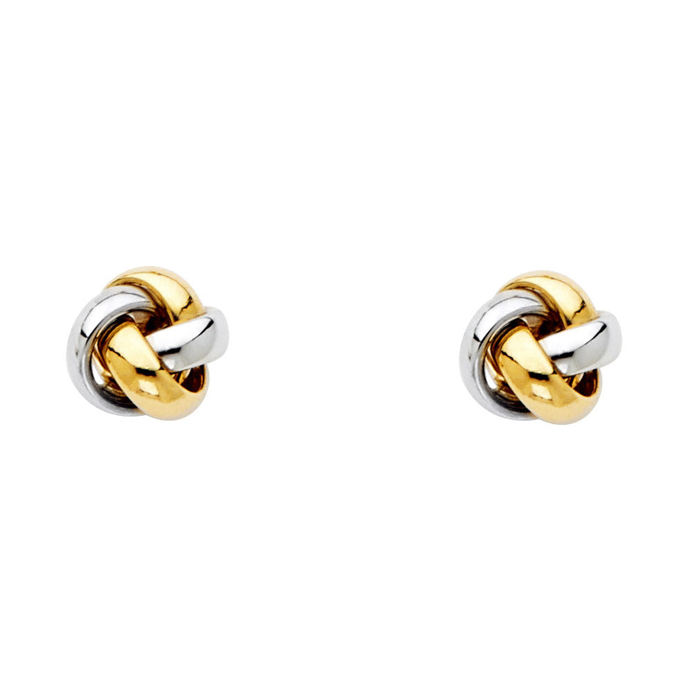 14K Two Tone Gold Love Knot Earring