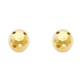 14K Yellow Gold 9.5 mm Diamond-Cut- Ball Earrings with Push-Back