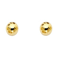 14K Yellow Gold 8 mm Diamond-Cut- Ball Earrings with Push-Back