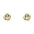 14K Two Tone Gold St-Diamond-Cut Round Earrings with Push-Back