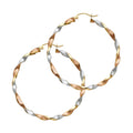 14K Yellow White Rose Gold Curled Hollow Hoop Earring
