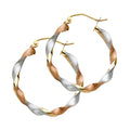 14K Yellow White Rose Gold Curled Hollow Hoop Earring