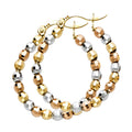 14K Yellow White Rose Gold Disco Ball Hoop Earring