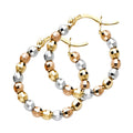 14K Yellow White Rose Gold Disco Ball Hoop Earring