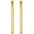 14K Yellow Gold Round Bar Hanging Earring