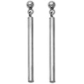 14K White Gold Round Bar Hanging Earring