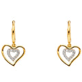14K Two Tone Gold CZ Heart Hanging Earring
