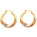 14K Yellow White Rose Gold Fancy Hollow Hoops