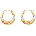 14K Yellow White Rose Gold Fancy Hollow Hoops