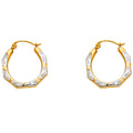 14K Two Tone Gold Fancy Hollow Hoops