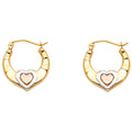 14K Yellow White Rose Gold Fancy Hollow Hoops