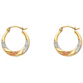 14K Yellow White Rose Gold Fancy Hollow Hoops