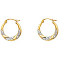 14K Two Tone Gold Fancy Hollow Hoops