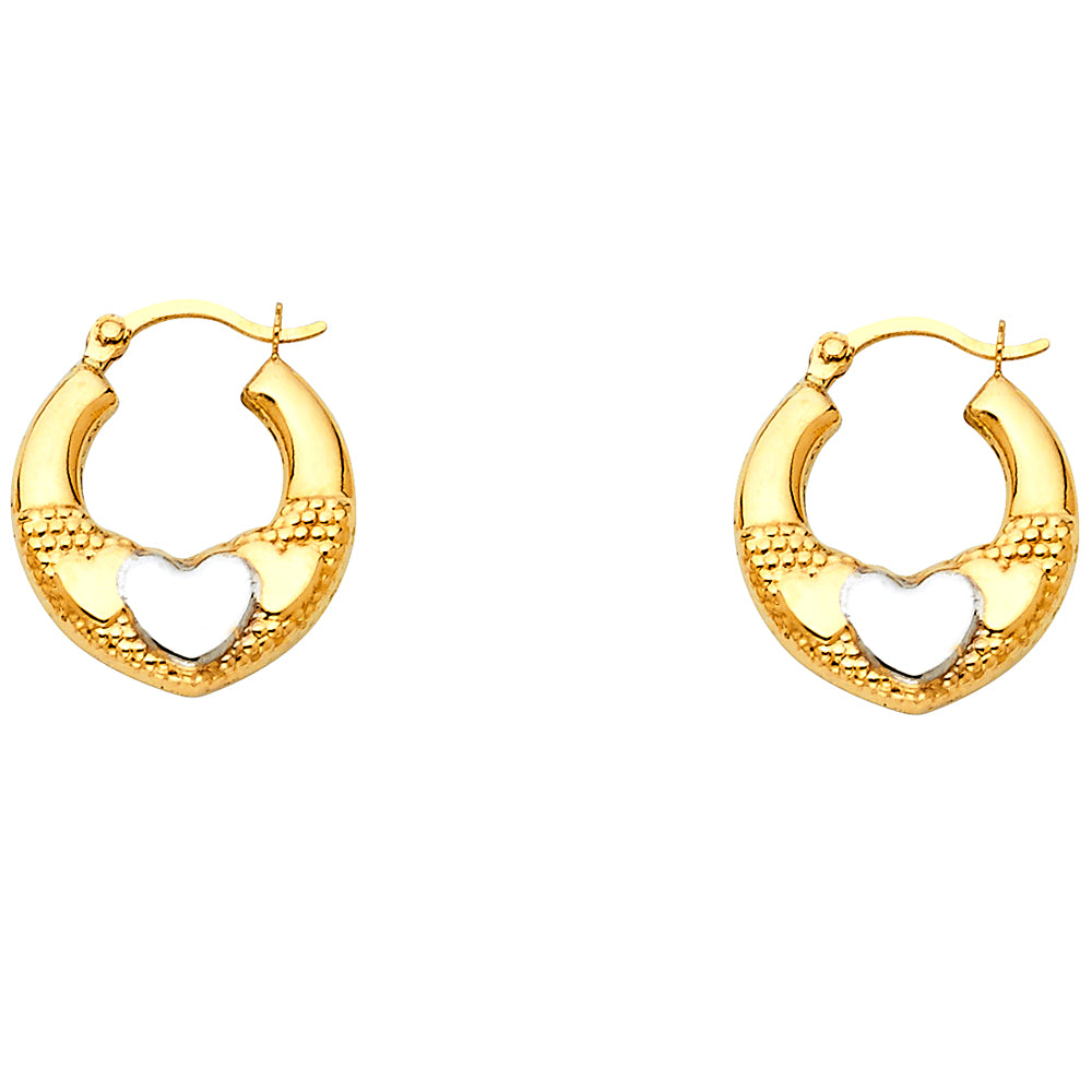 14K Two Tone Gold Fancy Hollow Hoops