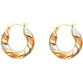 14K Yellow White Rose Gold Fancy Hollow Hoops