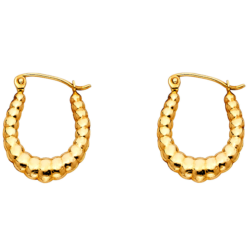14K Yellow Gold Fancy Hollow Hoops