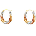 14K Yellow White Rose Gold Fancy Hollow Hoops