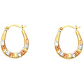 14K Yellow White Rose Gold Fancy Hollow Hoops