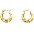 14K Two Tone Gold Fancy Hollow Hoops