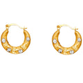 14K Two Tone Gold Fancy Hollow Hoops