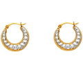 14K Two Tone Gold Fancy Hollow Hoops
