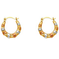 14K Yellow White Rose Gold Fancy Hollow Hoops