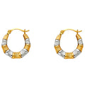 14K Two Tone Gold Fancy Hollow Hoops