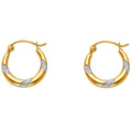 14K Two Tone Gold Fancy Hollow Hoops