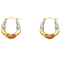 14K Yellow White Rose Gold Fancy Hollow Hoops