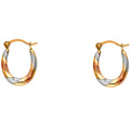 14K Yellow White Rose Gold Fancy Hollow Hoops