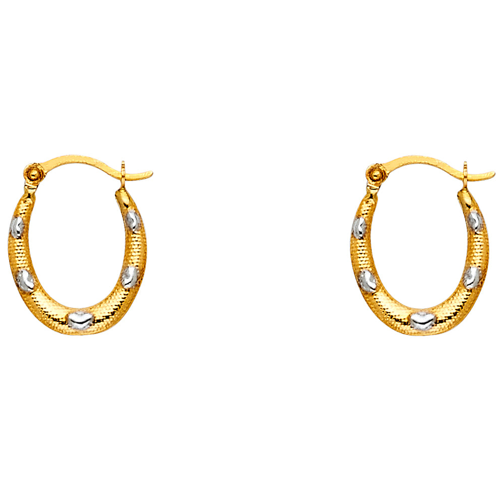 14K Two Tone Gold Fancy Hollow Hoops