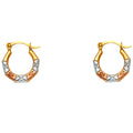 14K Yellow White Rose Gold Fancy Hollow Hoops