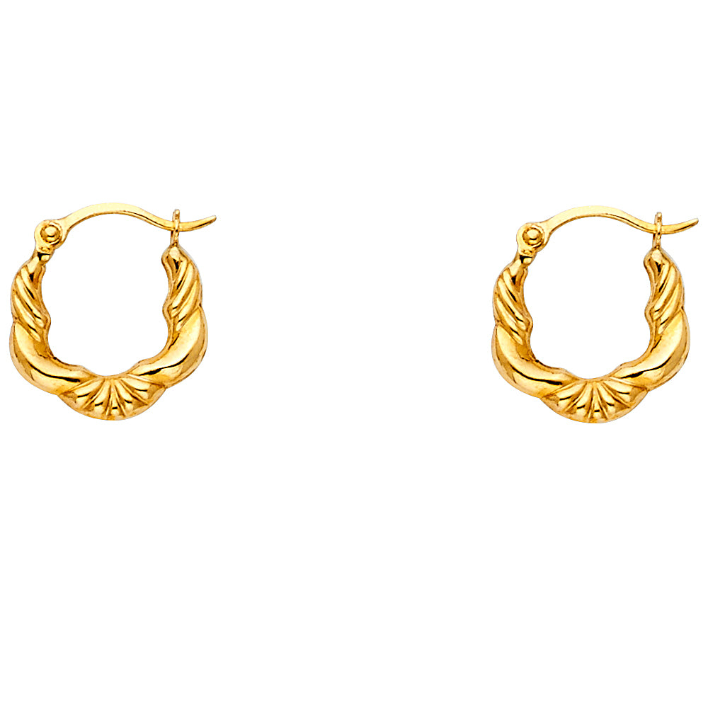 14K Yellow Gold Fancy Hollow Hoops