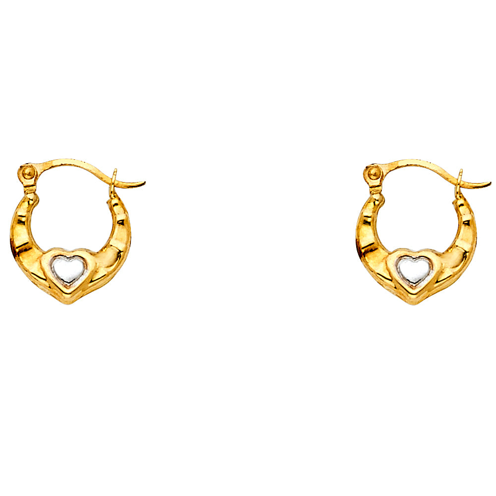 14K Two Tone Gold Fancy Hollow Hoops