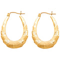 14K Yellow Gold Fancy Hollow Hoops