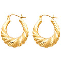 14K Yellow Gold Fancy Hollow Hoops