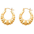 14K Yellow Gold Fancy Hollow Hoops