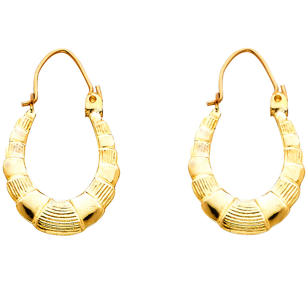 14K Yellow Gold Fancy Hollow Hoops