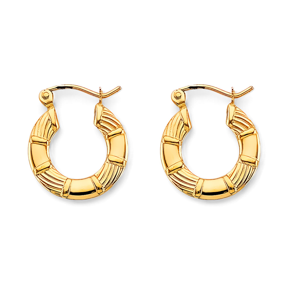 14K Yellow Gold Fancy Hollow Hoops