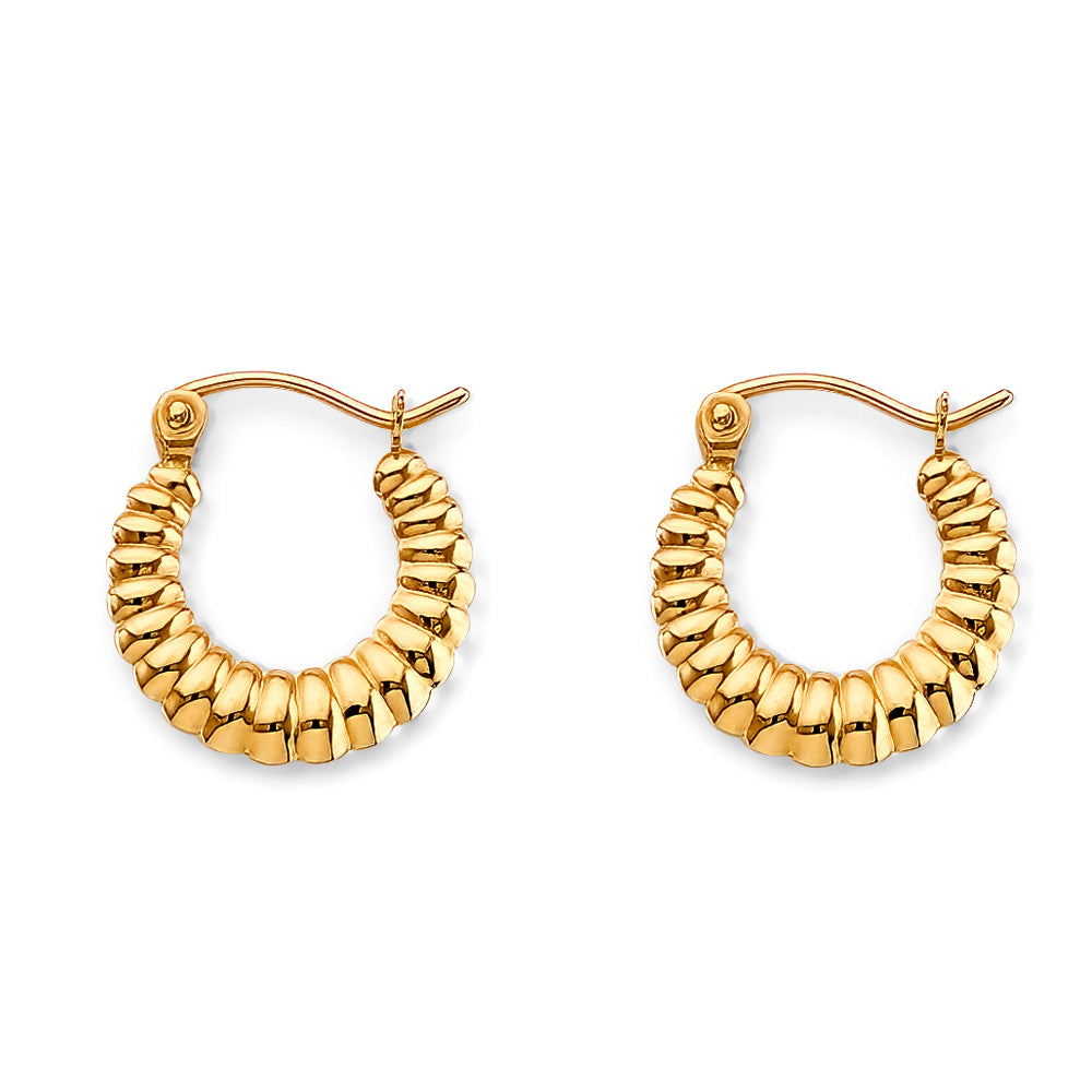 14K Yellow Gold Fancy Hollow Hoops