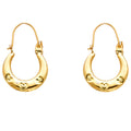 14K Yellow Gold Fancy Hollow Hoops